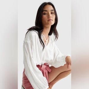 54. Easel White Peasant Top